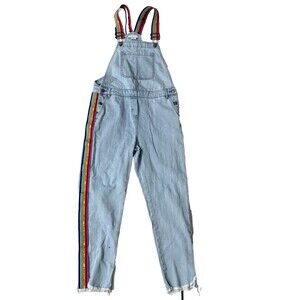 Stella McCartney Kids RAINBOW Blue Tape Denim Coveralls Dungarees Girls Sz 12 YR